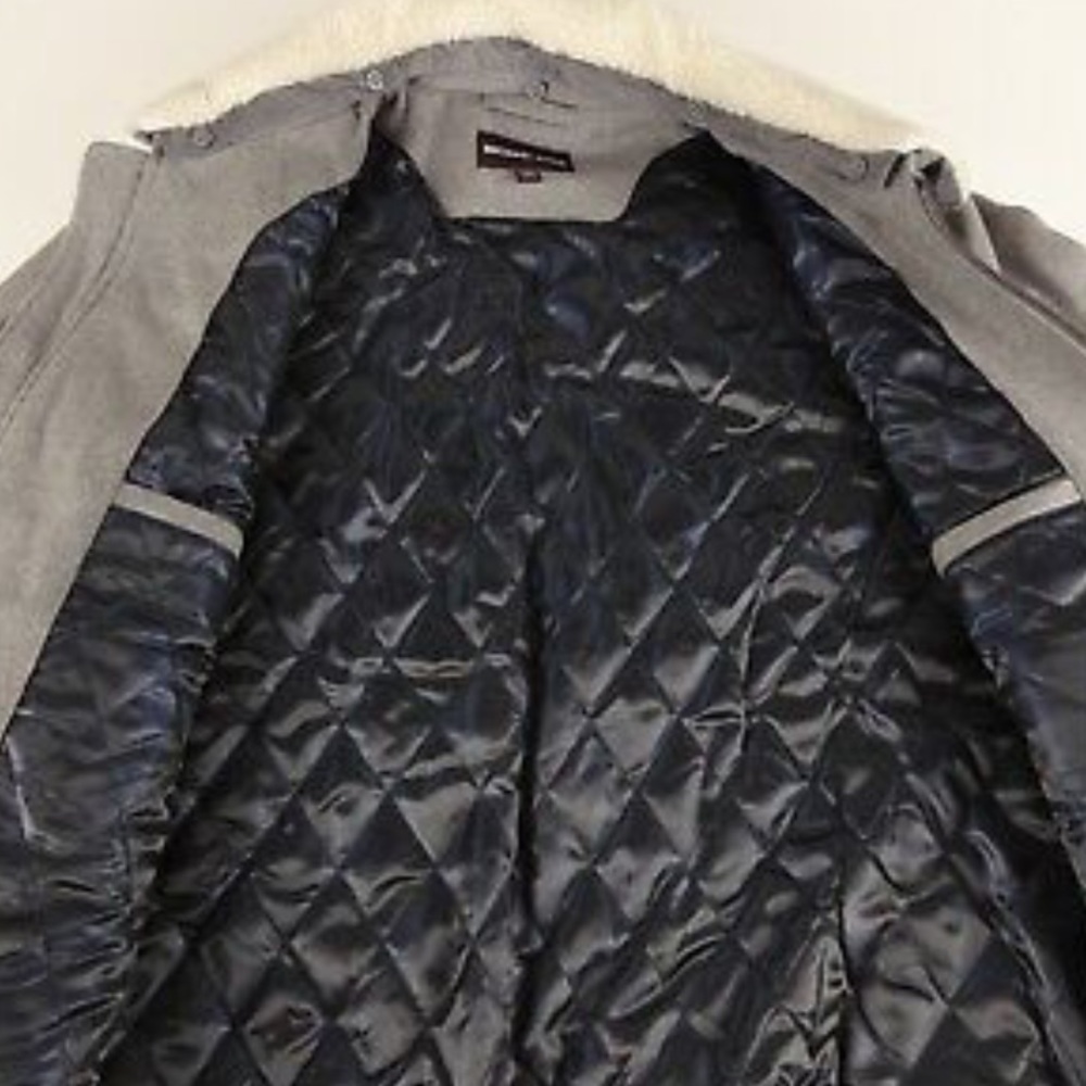 Michael Kors Wool Blend Bomber Jacket Fur Collar - Picture 3 of 8